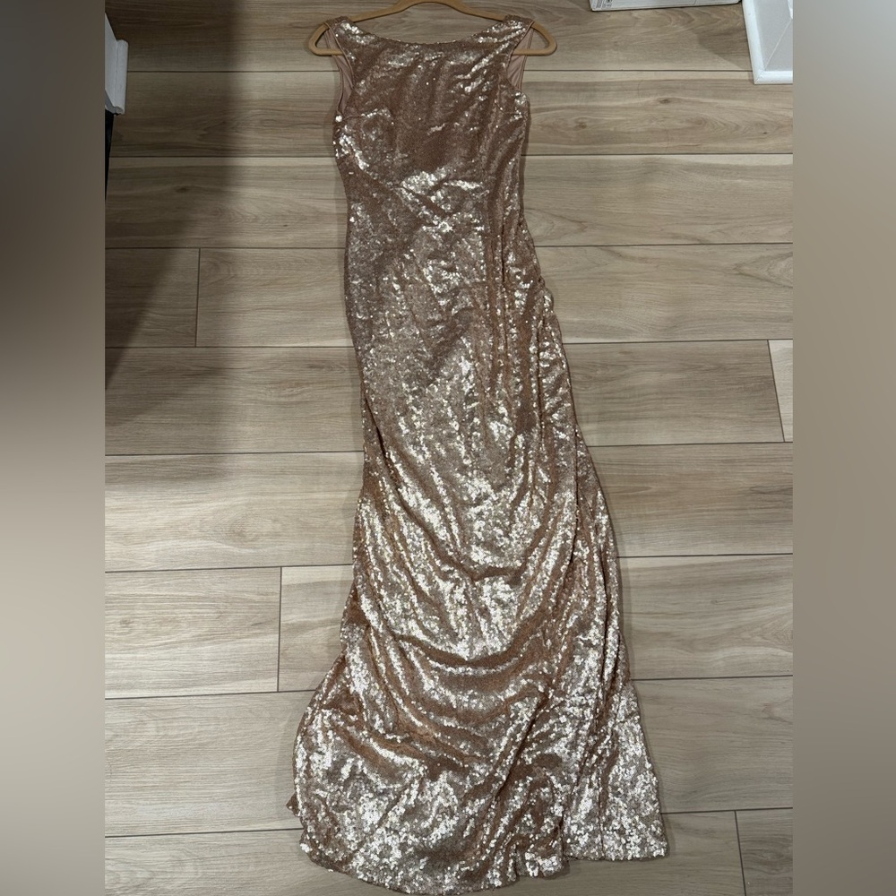 Lulu's Shimmering Champagne Sequin Dress
